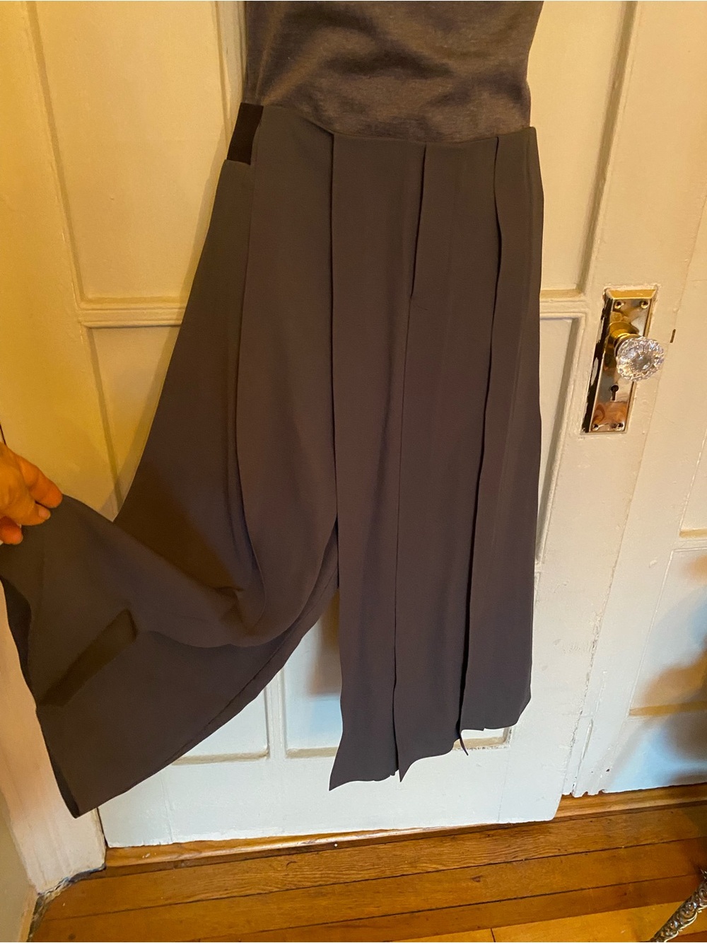 In Good Company Chic Wide-Leg Pleated Trousers in Charcoal Gray
